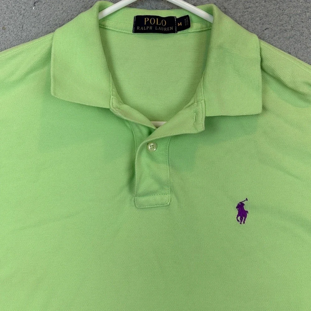 Polo Ralph Lauren Polo Shirt Mens Medium Lime Green Casual Rugby Short Sleeve